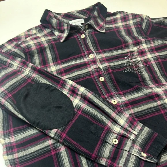 Soft Surroundings Pink Black Plaid Flannel Button Down Tunic Size 1X - Picture 11 of 12